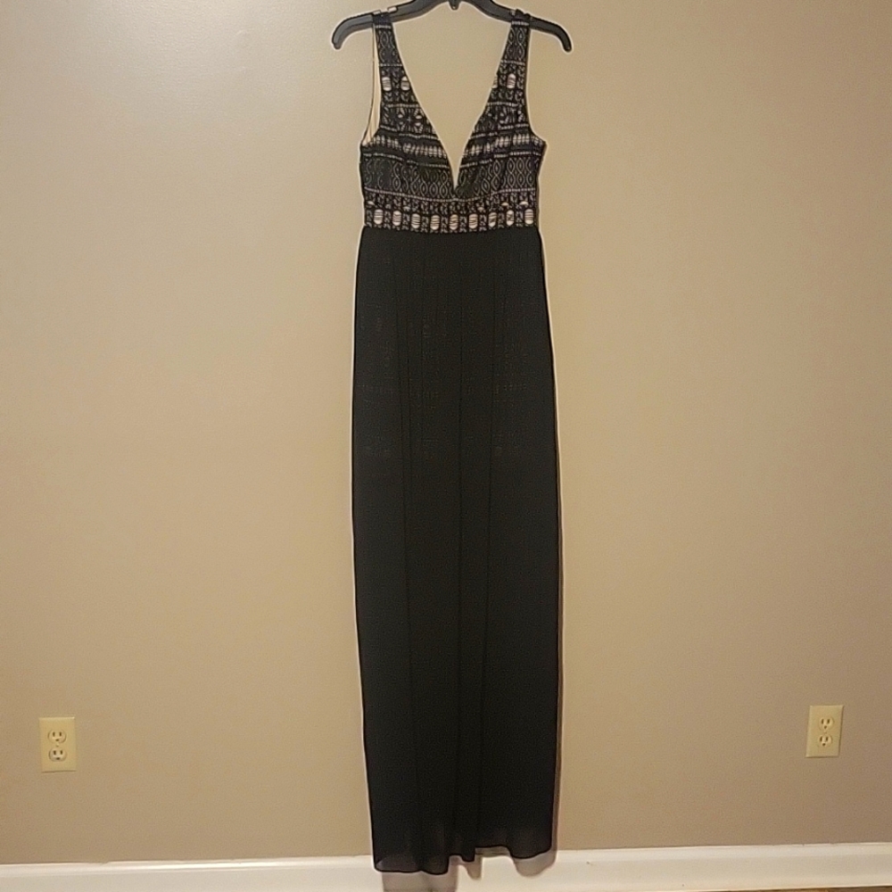 Vestique Maxi Dress Lace With Black Sheer Skirt Womens Size Small